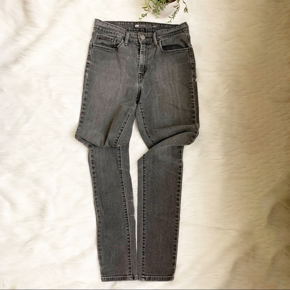Levis High Rise Skinny Black Gray Jeans Sz 27